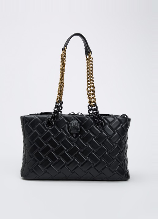 Kurt Geiger Kensington schoudertas van leer met quiltpatroon - voorkant 5 zwart