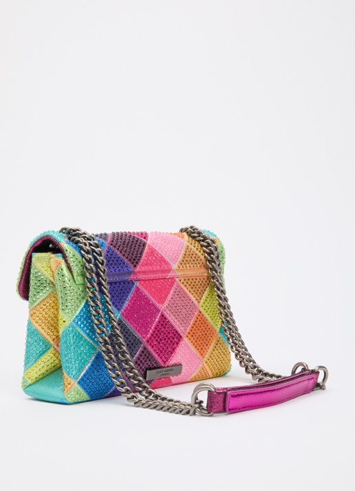 Kurt Geiger Kensington schoudertas van leer met strass - achterkant multicolor