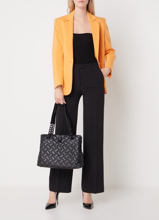 Kurt Geiger Kensington schoudertas van quilted lamsleer - voorkant 2 zwart