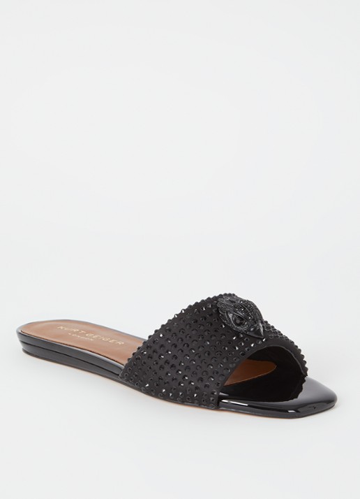 Kurt Geiger Kensington slipper met studs - voorkant zwart
