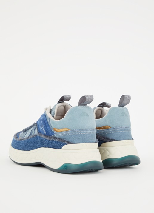 Kurt Geiger Kensington sneaker van denim met suède details - achterkant 5 indigo