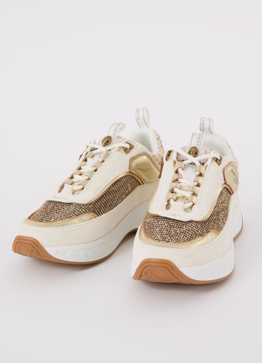 Kurt Geiger Kensington sneaker van suède met strass - detail 3 beige