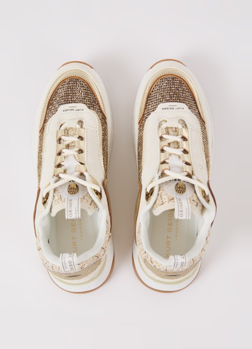 Kurt Geiger Kensington sneaker van suède met strass - detail 4 beige