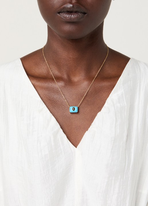 Kurt Geiger Ketting met hanger - voorkant 2 turquoise