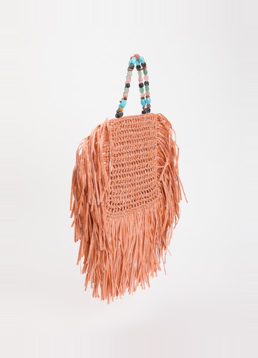 Kurt Geiger Kurt Mini handtas met franjes - achterkant 5 orange