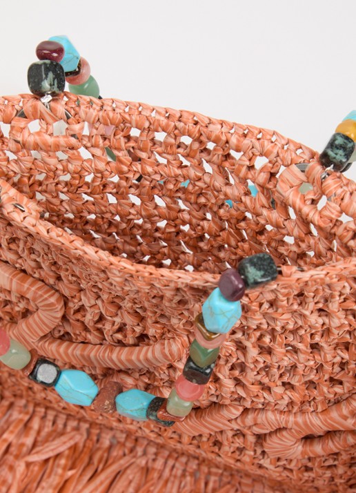 Kurt Geiger Kurt Mini handtas met franjes - detail 3 orange