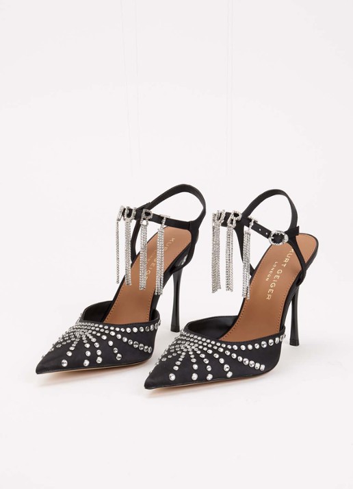 Kurt Geiger Kurt sandalette met strass - detail zwart