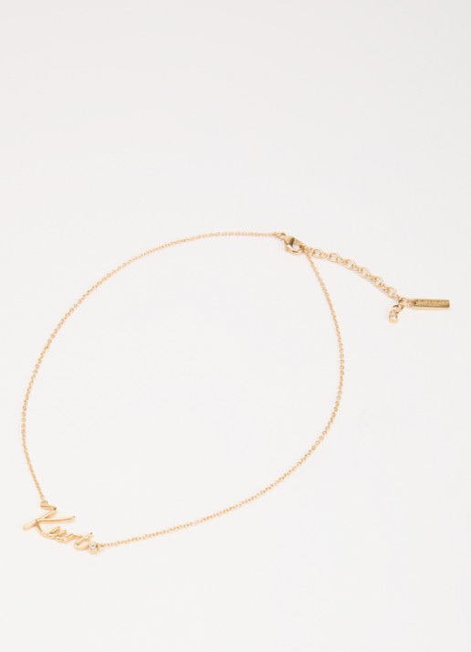 Kurt Geiger Kurt Script ketting met kristal - voorkant 2 goud