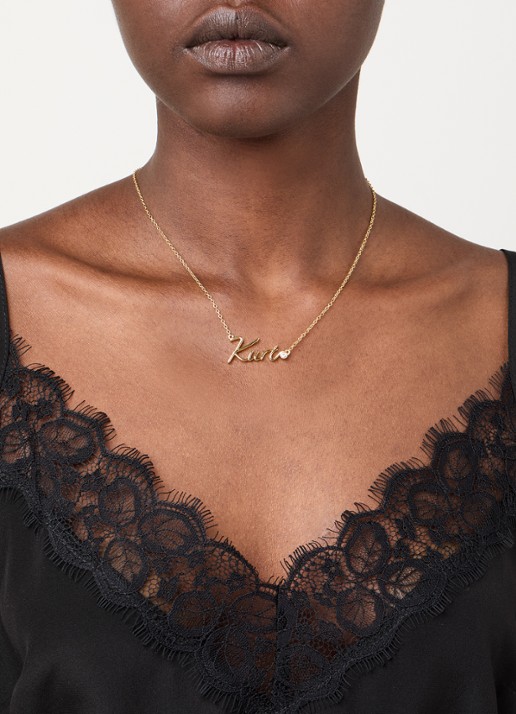 Kurt Geiger Kurt Script ketting met kristal - voorkant 3 goud