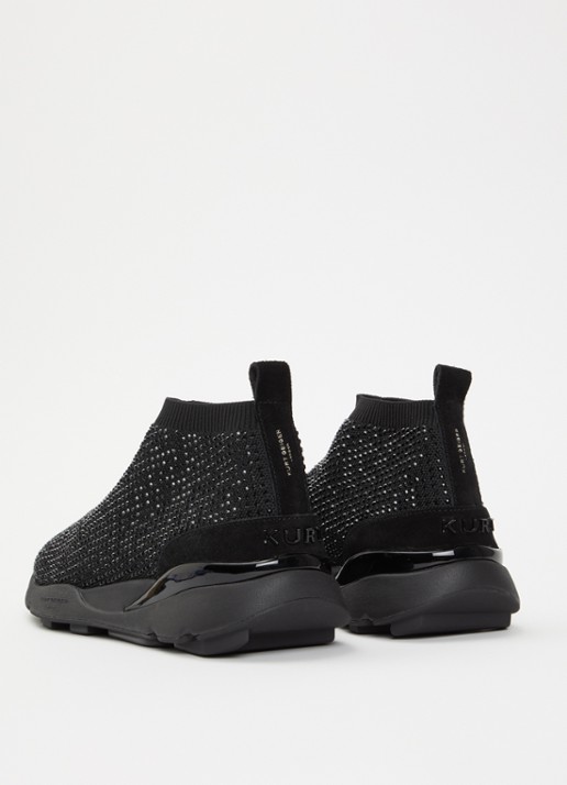 Kurt Geiger Kurt sneaker met gebreid bovenwerk en strass - achterkant 4 zwart