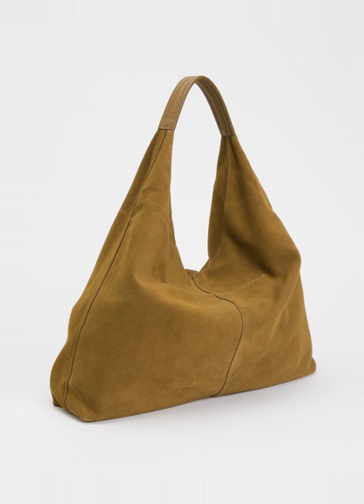 Kurt Geiger Large Chelsea Slouch schoudertas van suède - achterkant cognac