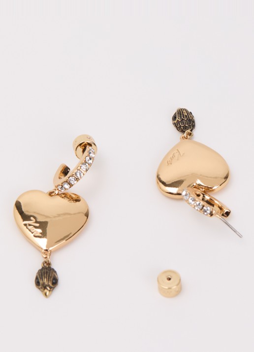 Kurt Geiger Large Heart Huggies oorstekers met kristal - detail 3 goud