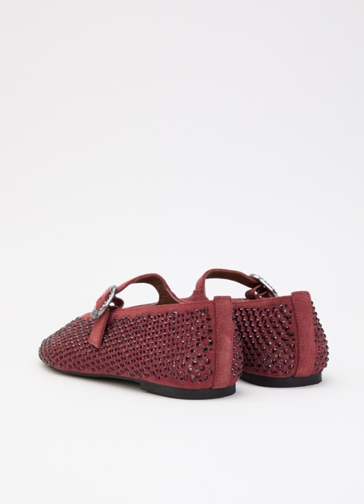 Kurt Geiger Mayfair ballerina met strass - achterkant 2 bordeauxrood