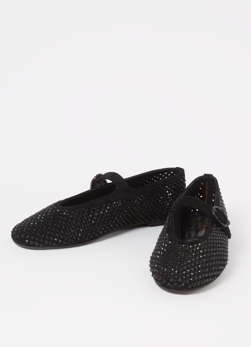 Kurt Geiger Mayfair ballerina van suède met strass - detail 3 zwart