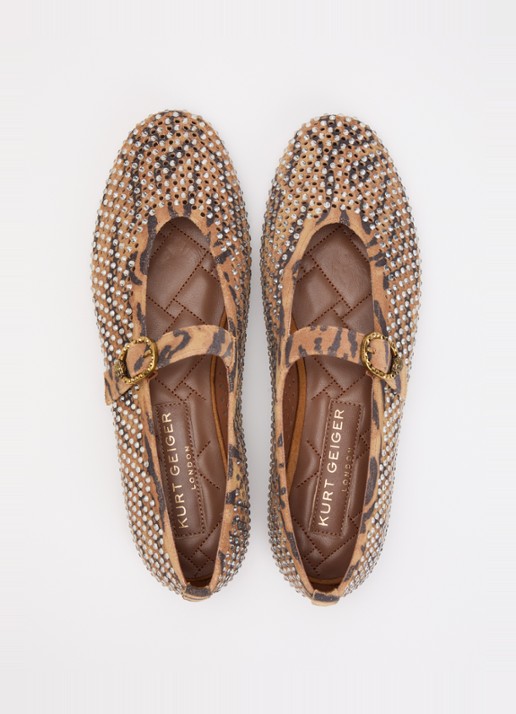 Kurt Geiger Mayfair ballerina van suède met strass - detail 4 camel