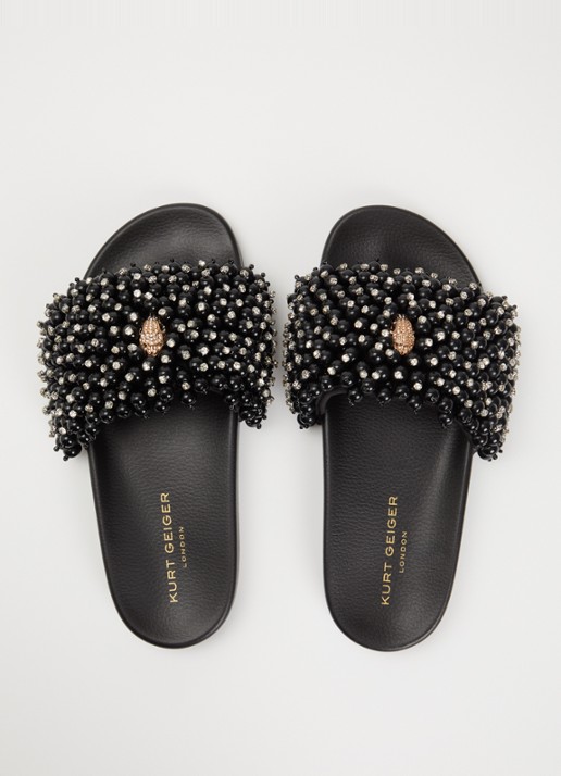 Kurt Geiger Meena Eagle slipper met strass - detail 4 zwart