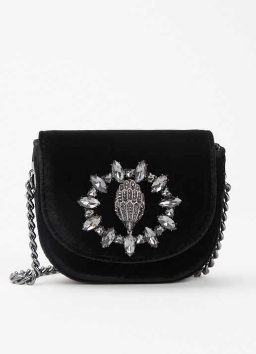 Kurt Geiger Micro Chelsea Saddle crossbodytas van fluweel met logo