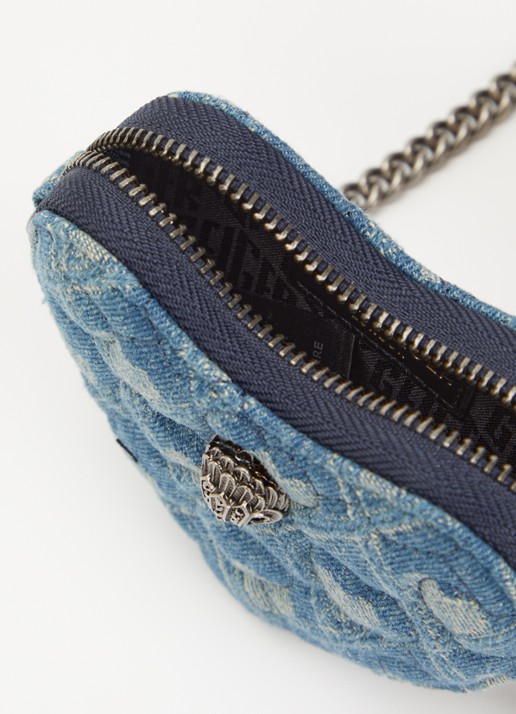 Kurt Geiger Micro Heart crossbodytas van denim met strass - detail indigo