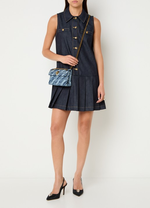 Kurt Geiger Mini Kensington crossbodytas van denim en verstelbare schouderriem - voorkant 3 indigo