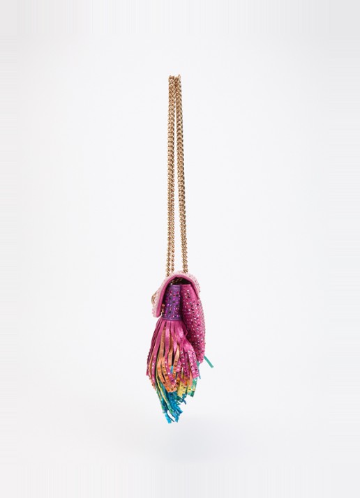 Kurt Geiger Mini Kensington Fringe schoudertas met strass en franjes - detail 3 roze