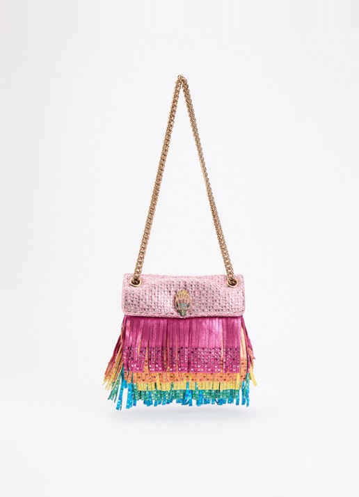 Kurt Geiger Mini Kensington Fringe schoudertas met strass en franjes