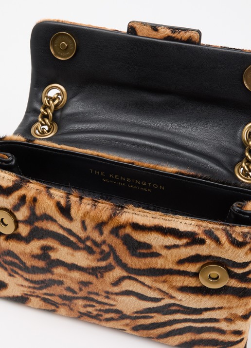 Kurt Geiger Mini Kensington met panterprint en afneembare schouderriem - detail 2 camel