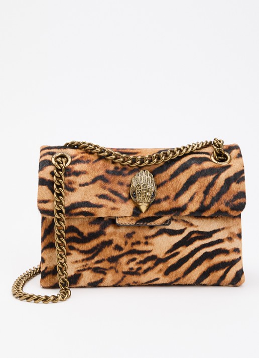 Kurt Geiger Mini Kensington met panterprint en afneembare schouderriem - voorkant 5 camel