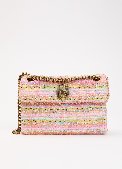 Kurt Geiger Mini Kensington schoudertas met tweed-look - voorkant 2 roze