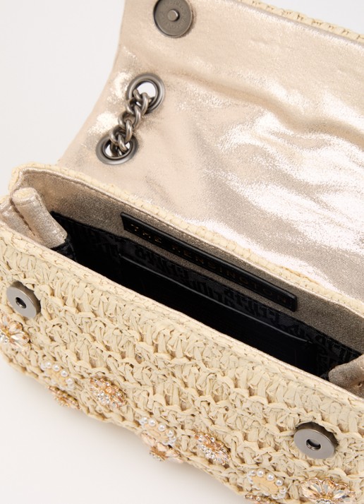 Kurt Geiger Mini Kensington schoudertas van raffia - detail 3 beige