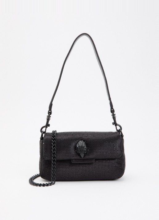 Kurt Geiger Mini Oxford schoudertas met strass - voorkant 4 zwart