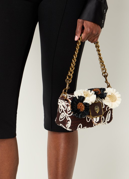 Kurt Geiger Mini pimlico flower schoudertas met afneembare schouderriem  - voorkant 6 donkerbruin
