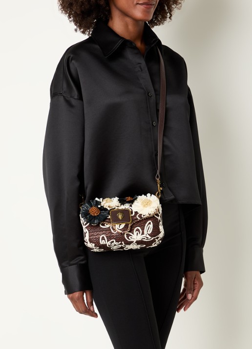 Kurt Geiger Mini pimlico flower schoudertas met afneembare schouderriem  - voorkant 7 donkerbruin