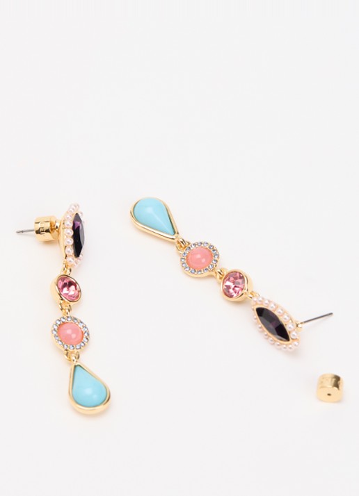 Kurt Geiger Mixed Gem Linears oorstekers met kristal - detail goud