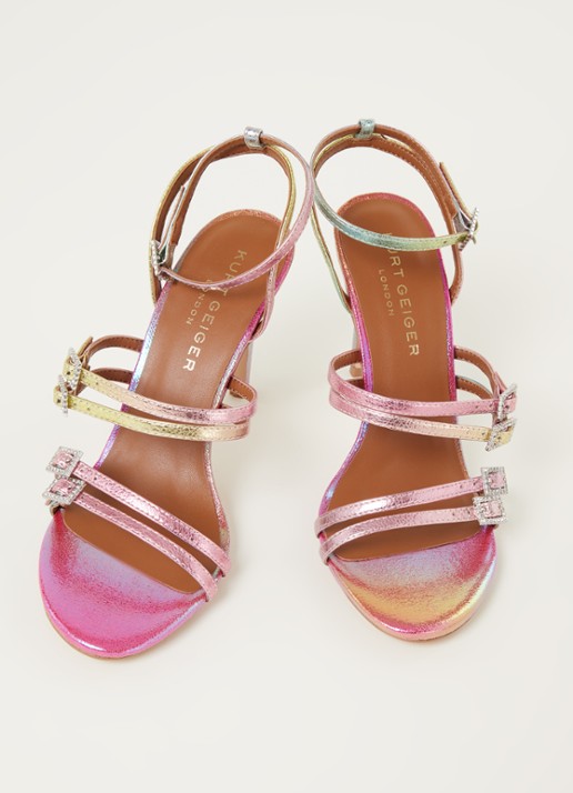 Kurt Geiger Pierra sandalette van leer  - detail 2 roze