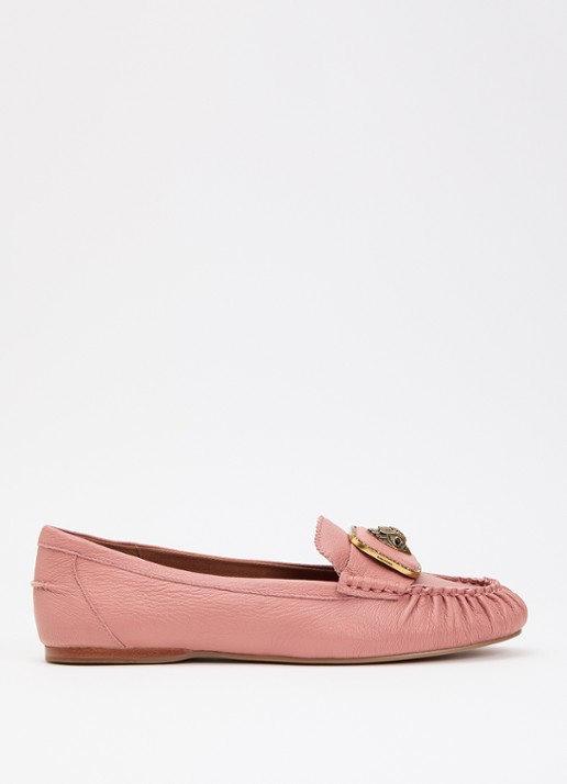 Kurt Geiger Pimlico loafer van leer - voorkant oudroze