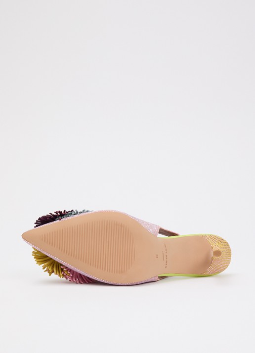 Kurt Geiger Pom Pom slingback van suède met strass - detail 5 lichtroze