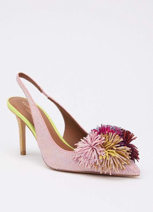 Kurt Geiger Pom Pom slingback van suède met strass