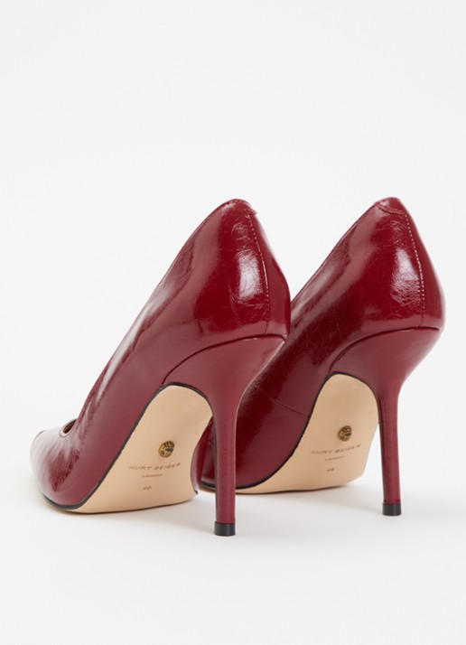 Kurt Geiger Regent Point pump van leer - achterkant bordeauxrood