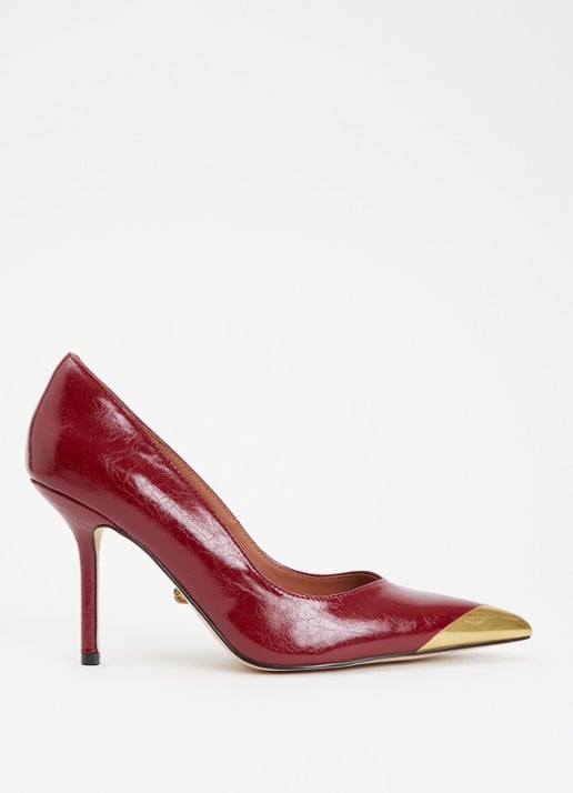 Kurt Geiger Regent Point pump van leer - voorkant 2 bordeauxrood