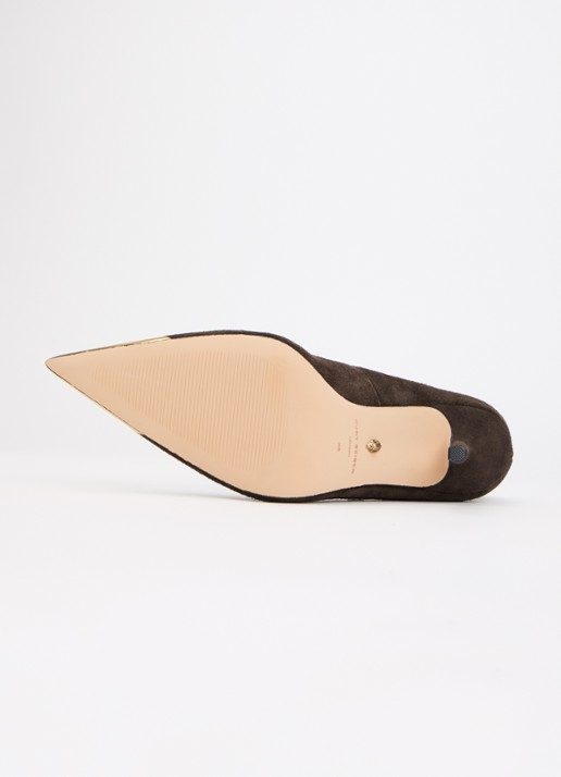 Kurt Geiger Regent Point pump van suède - detail 4 donkerbruin