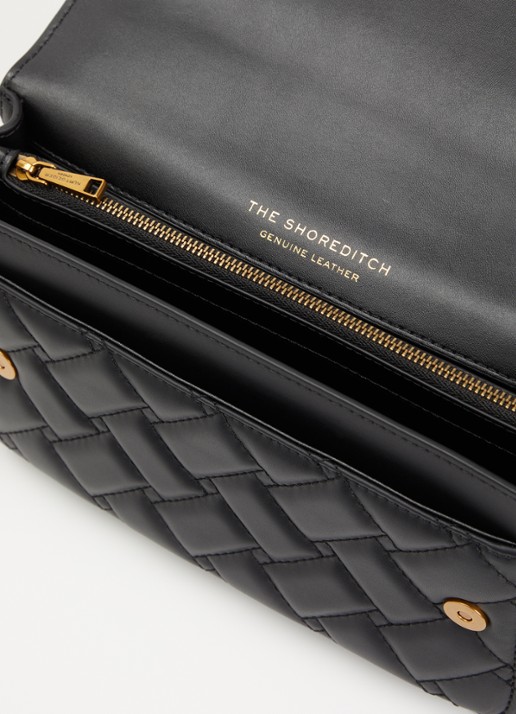 Kurt Geiger Shoreditch East West schoudertas van leer met afneembare schouderriem - detail 2 zwart