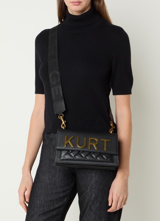 Kurt Geiger Shoreditch East West schoudertas van leer met afneembare schouderriem - voorkant 6 zwart