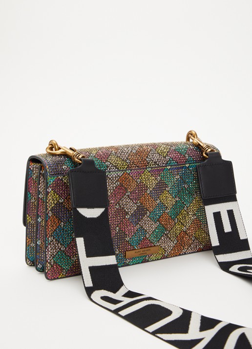 Kurt Geiger Shoreditch Kurt schoudertas van strass met afneembare schouderriem - achterkant 6 zwart