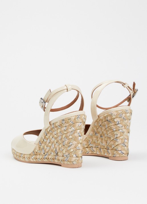 Kurt Geiger Sleehak van lakleer met metallic details - achterkant ivoor