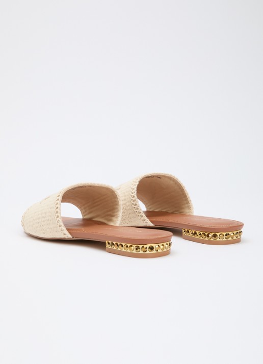 Kurt Geiger Slipper met logo en strass - achterkant 5 creme