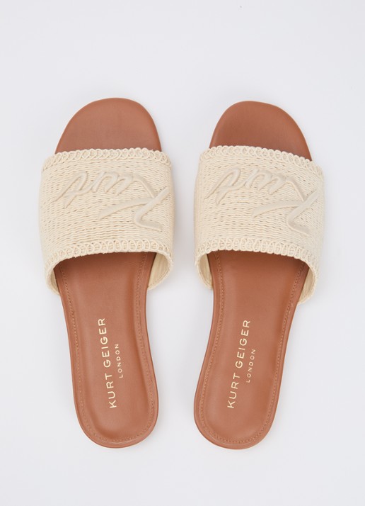 Kurt Geiger Slipper met logo en strass - detail 2 creme