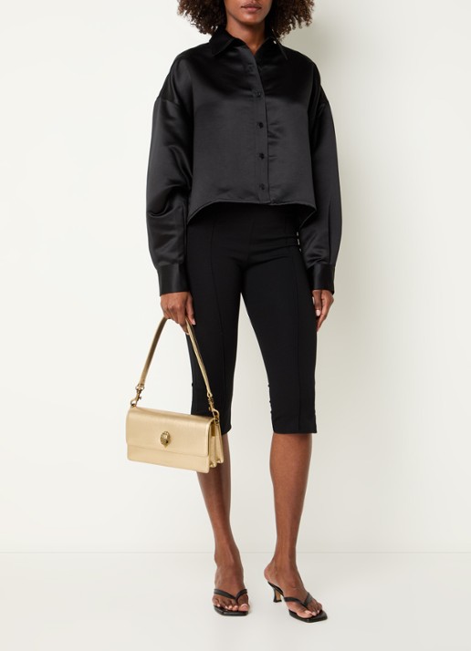 Kurt Geiger Sloane schoudertas van leer met metallic finish - voorkant 2 goud