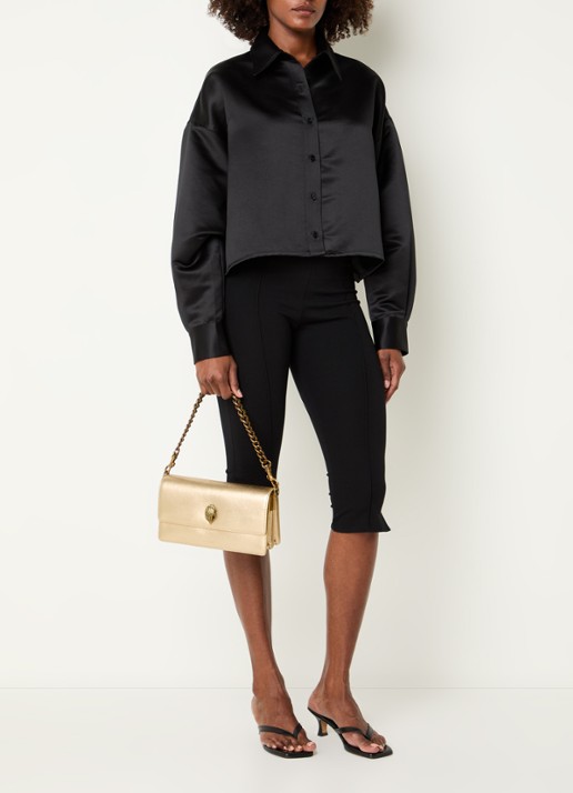 Kurt Geiger Sloane schoudertas van leer met metallic finish - voorkant 3 goud