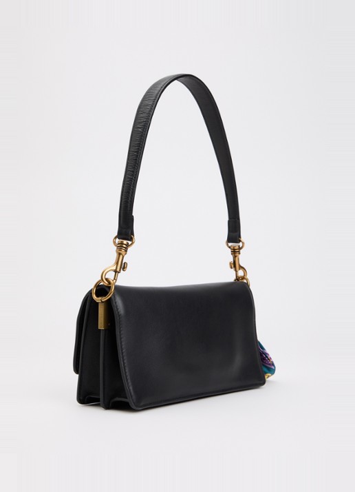 Kurt Geiger Sloane schoudertas van leer met tasbedel  - achterkant 5 zwart