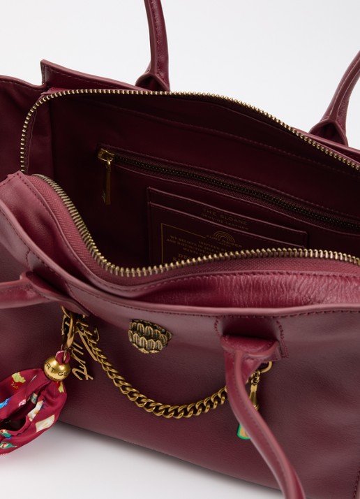 Kurt Geiger Sloane shopper van leer - detail bordeauxrood